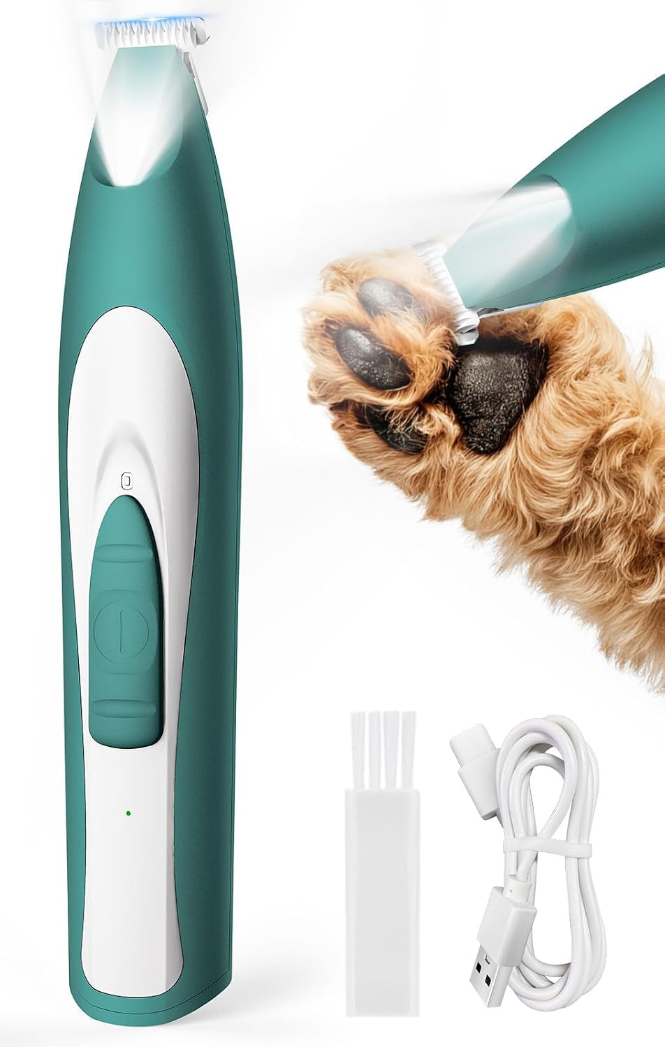 Low-Noise Dog Paw Trimmer with LED Light | 35Db Quiet, 0.8Inch Safe Blade for Paws, Ears, Face & Rump, Cordless, Pet Paw Grooming Clippers for Dogs & Cats