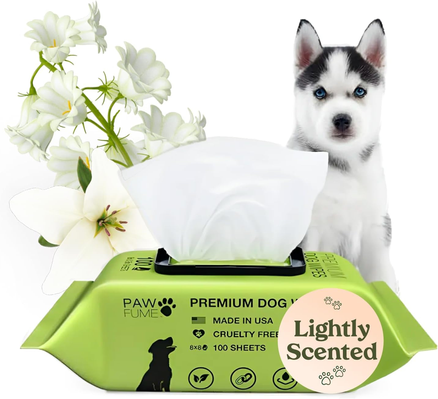 Dog Wipes, Unscented Pet Wipes, 2 Pack | Hypoallergenic Grooming Wipes for Eyes, Face, Butt & Paws; Clean, Deodorize and Tackle Tear Stain Wipes on Puppies