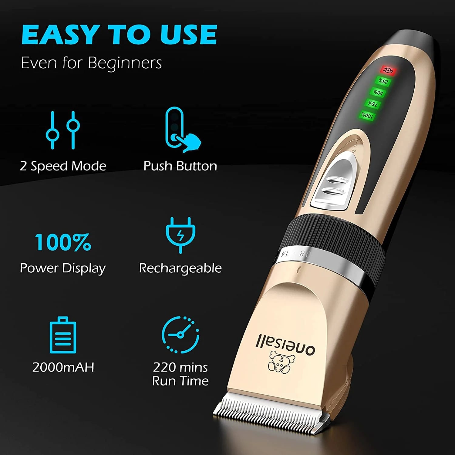 Dog Clippers and Dog Paw Trimmer Kit 2 in 1 Low Noise Cordless Dog Clippers for Grooming Pet Hair Trimmers for Small and Large Dogs Cats Animals