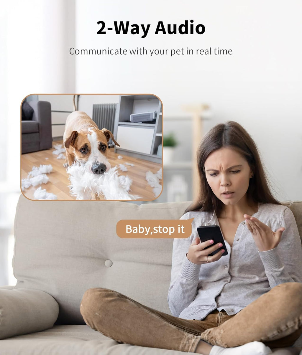 2K Pet Camera Treat Dispenser, 360°View Dog Camera with Phone App, 5G&2.4G Wifi 2-Way Talk Pet Cam Indoor for Cats Remote Treat Tossing, Motion Alerts, Auto Tracking