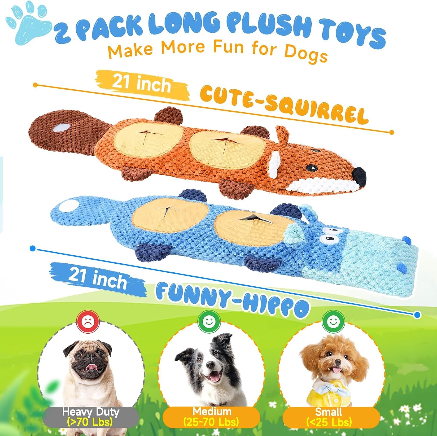 Dog Toys for Aggressive Chewers 2 Pack, No Stuffing Squeaky Chew Toy for Small Medium Breed, Puppy Teething Interactive Dog Toys to Keep Them Busy