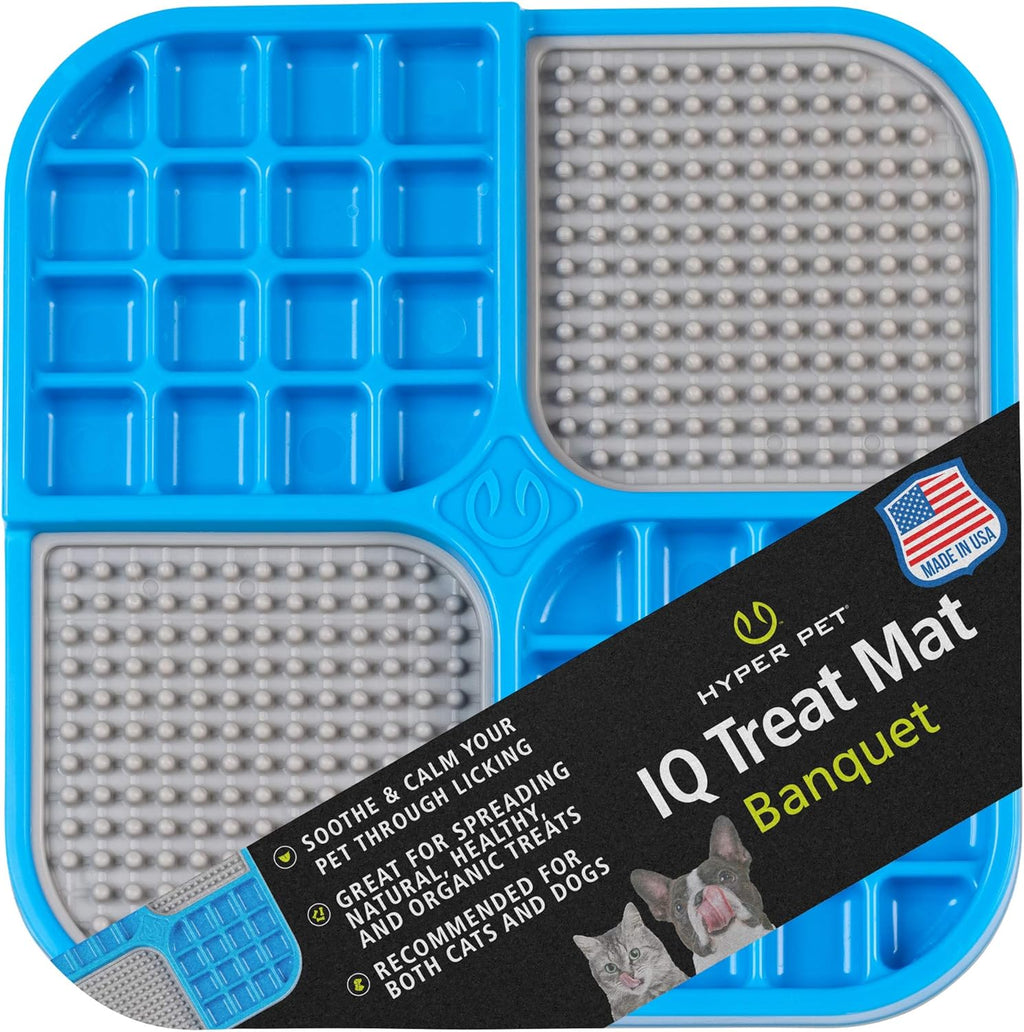 IQ Treat Lick Mat for Dogs & Cats, Slow Feeder Enrichment Toys | Alternative to Puzzle Bowls and Snuffle Play, Calming Activity Eases Boredom and Stress, Spread Soft Snacks on the Surface