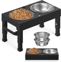 Elevated Dog Bowls Stand Large Breed, Height Adjustable Raised Dog Bowls Holder with 2 Stainless Steel Food Bowls for Small, Medium and Large Canine，Black