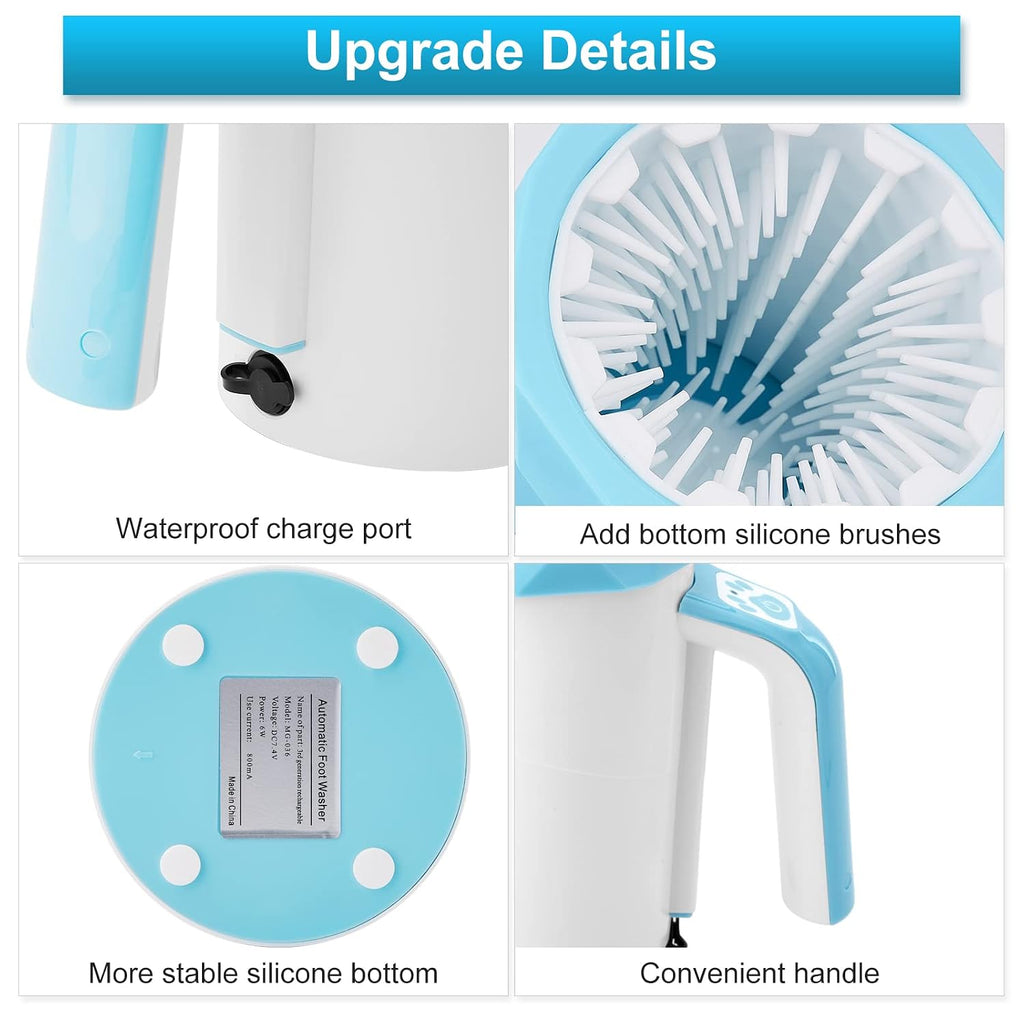 Rechargeable Automatic Dog Paw Cleaner, 2 in 1 Dog Paw Washer Cup | Portable Pet Paw Cleaner with Soft Silicone Brush, 7.4V High Power, Dog Foot Washer Suitable for Big Dog/Cat Grooming, Blue