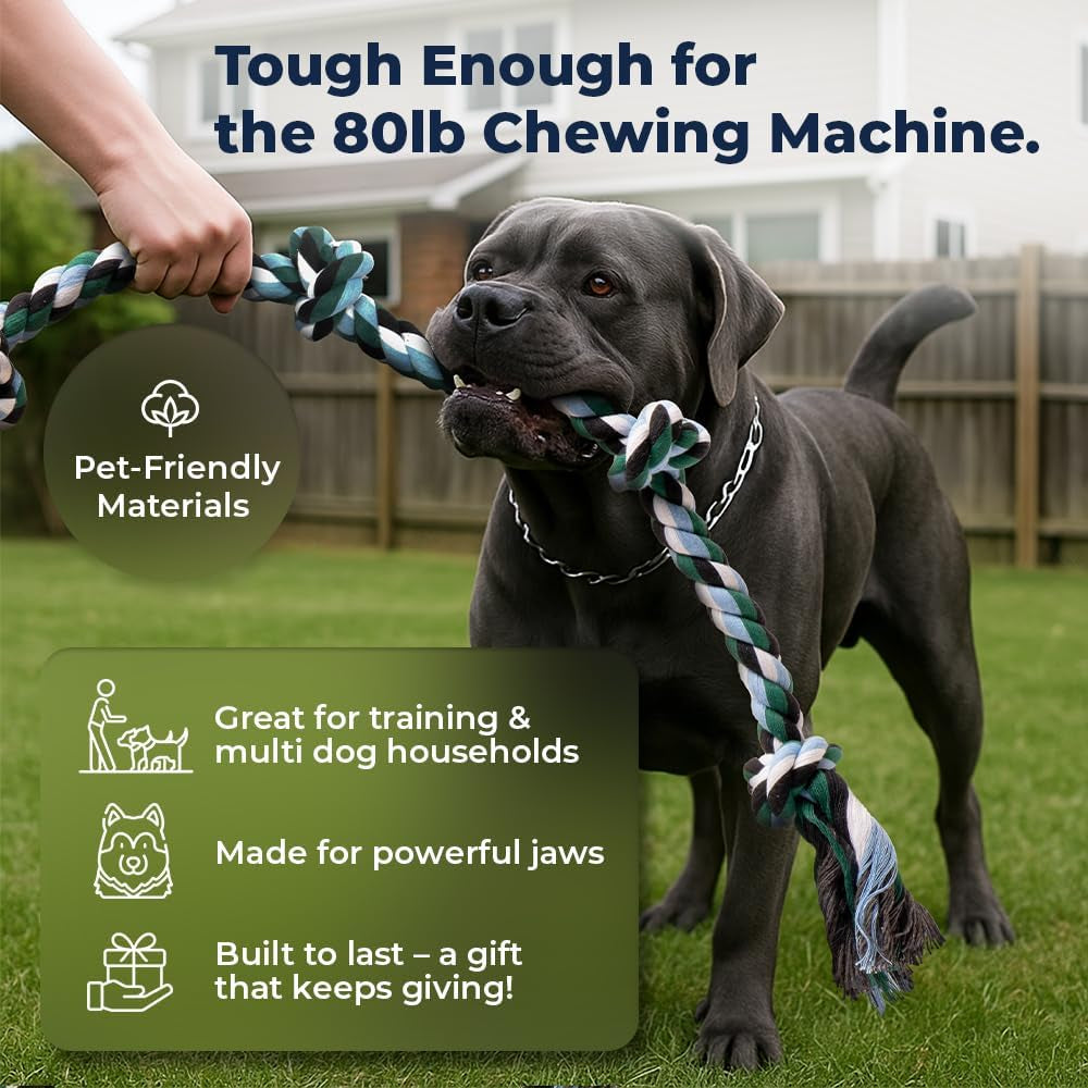 Giant Dog Rope Toys for Extra Large Dogs - 42 Inch, 6 Knot Tough Rope Chew Toys for Large Dogs - Benefits Non-Profit Animal Rescue - Indestructible Dog Toy for Aggressive Chewers