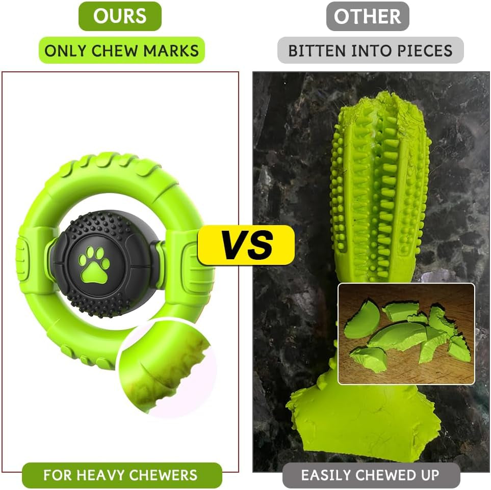 Dog Toys for Aggressive Chewers Large Medium Breed, Indestructible Squeaky Dog Chew Toys, Tough Nylon Rubber Interactive Dog Toys to Keep Them Busy