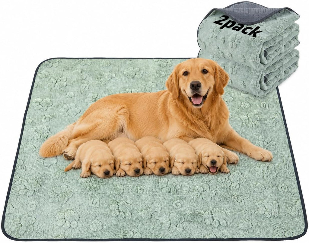 Whelping Pads 48"X48", 2 Pack Reusable Pee Pads for Dogs, Playpen | Super Absorbent, Waterproof, Leakproof, Washable Puppy Pads for Potty Training, Floor, Crates, Couch, Bed,Incontinence