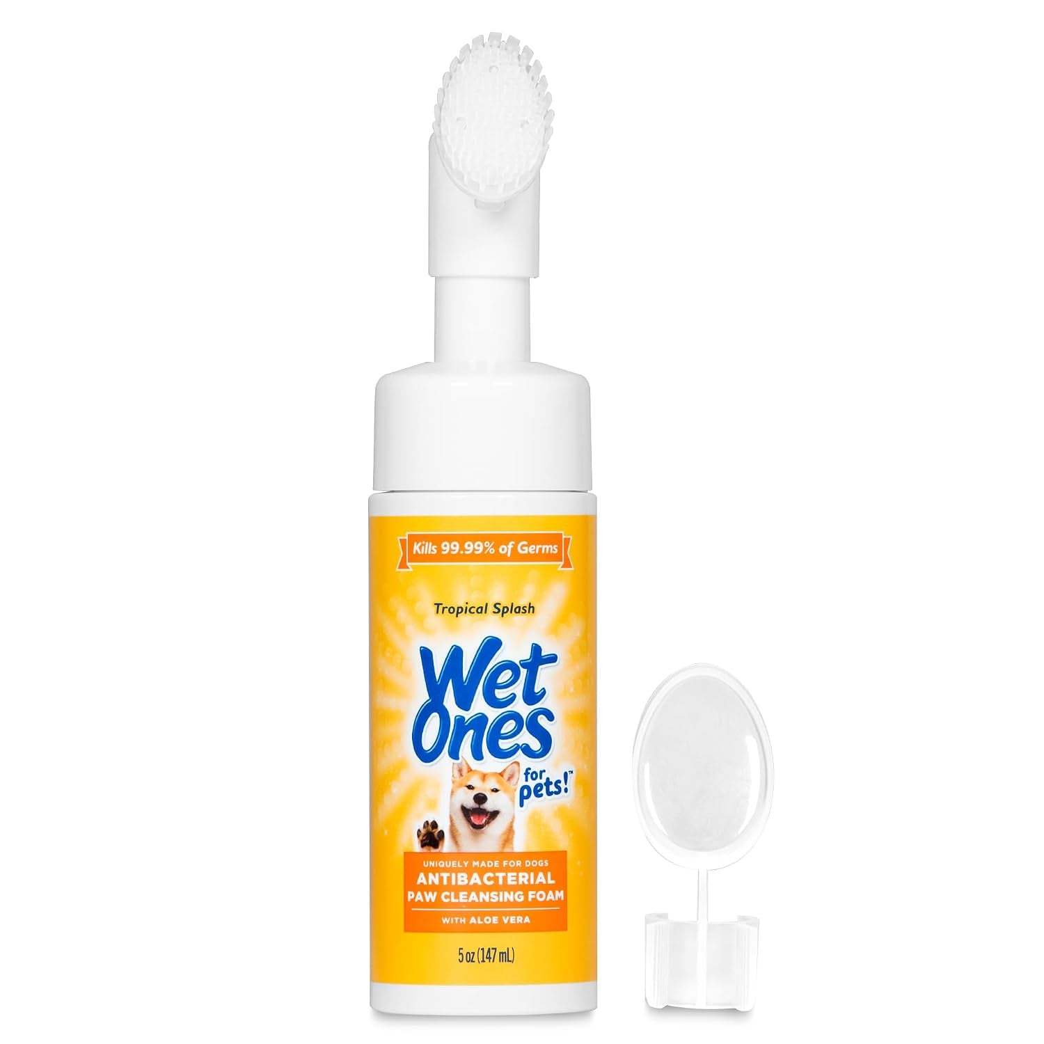 for Pets Antibacterial Dog Paw Cleaner with Built-In Brush, Foaming No-Rinse Formula for Cleaning Dirty Paws after Walks, Gentle Everyday Paw Wash for Dogs, 5 Oz - 2 Pack