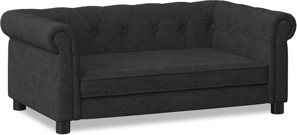 Pet Bed Dog Sofa,39" Pet Couches with Backrest and Armrests,Dog Sofa Bed for Small and Medium-Sized Dogs W/Linen Fabric,Black
