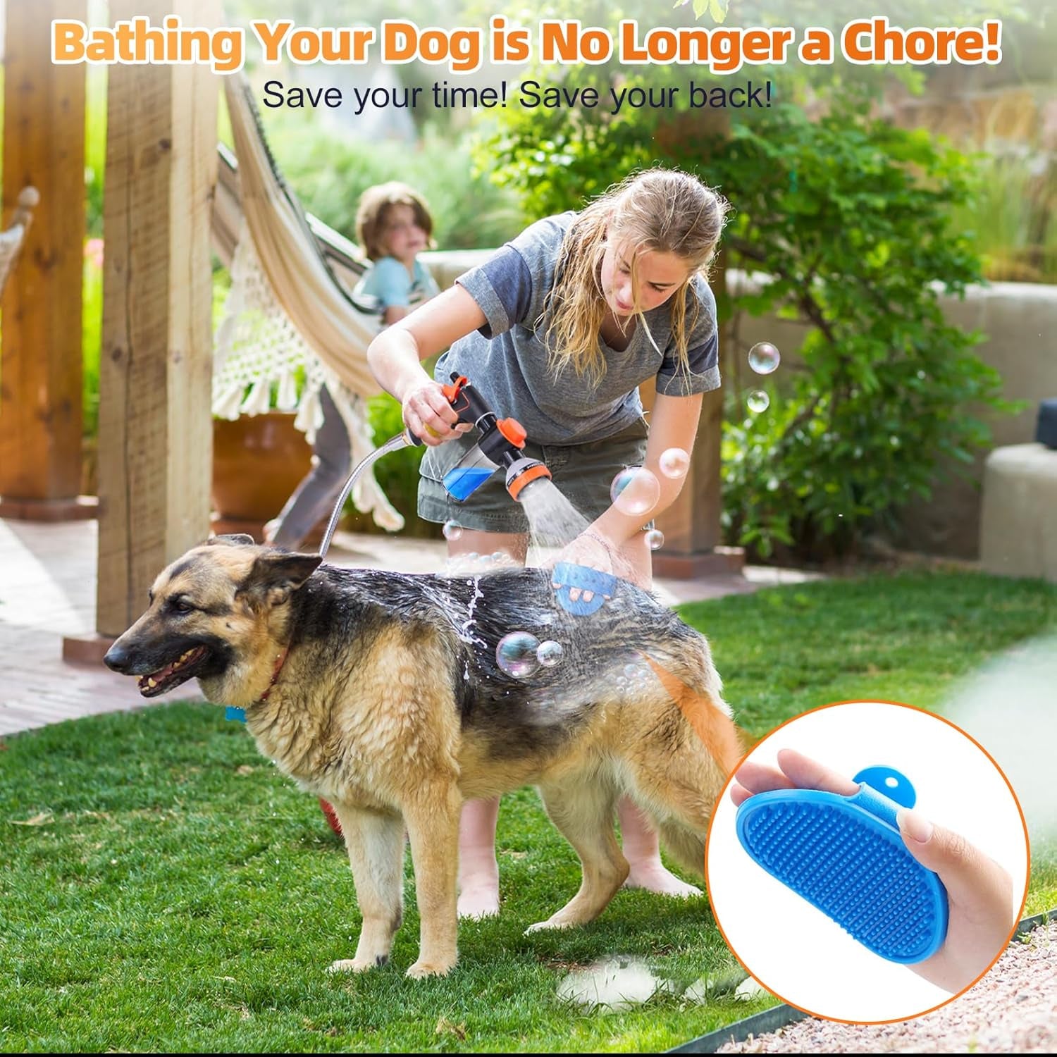 Dog Washing Hose Attachment, Dog Shower Attachment Hose Nozzle Foam Sprayer | Garden Hose Sprayer Nozzle with Soap Dispenser, Dog Hose Attachment with Shower Hose Adapter for Indoor Outdoor Pet Shower