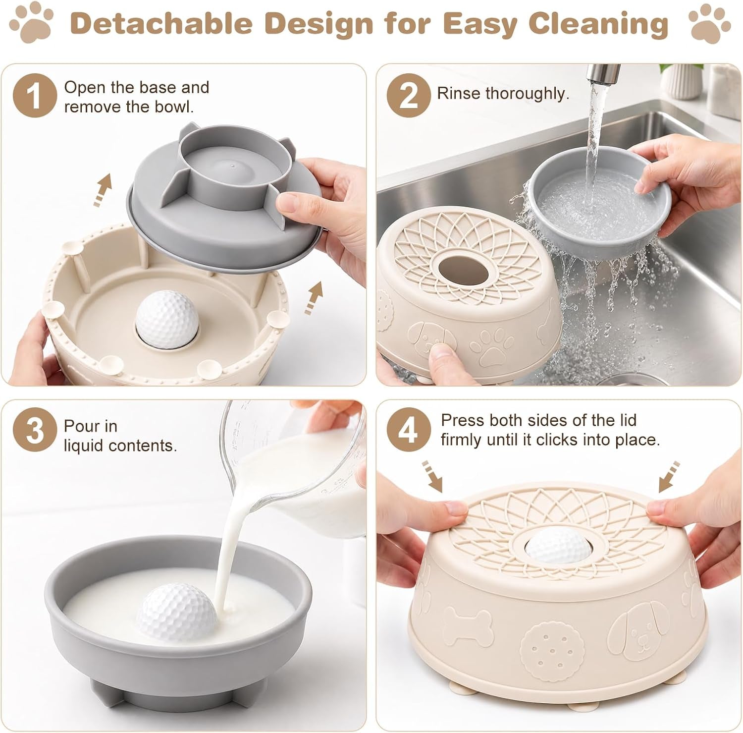 Dog Lick Bowl, Slow Feeder Dog Bowls for Liquid Treats, Food-Grade Silicone Anti-Slip Dog Licking Toy, Bone Broth and Yogurt Puzzle Feeder for Large Medium Puppy Pet & Cats Helps Protect the Stomach