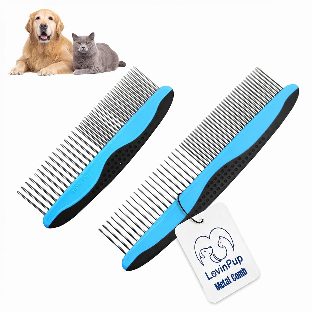 Pet Mat Remover – Professional Dematting Comb for Dogs and Cats | Dematting Comb W/Stainless Steel Rounded Teeth for Gentle Knot & Tangle Removal – Dog Dematting Tools & Dog Grooming Supplies
