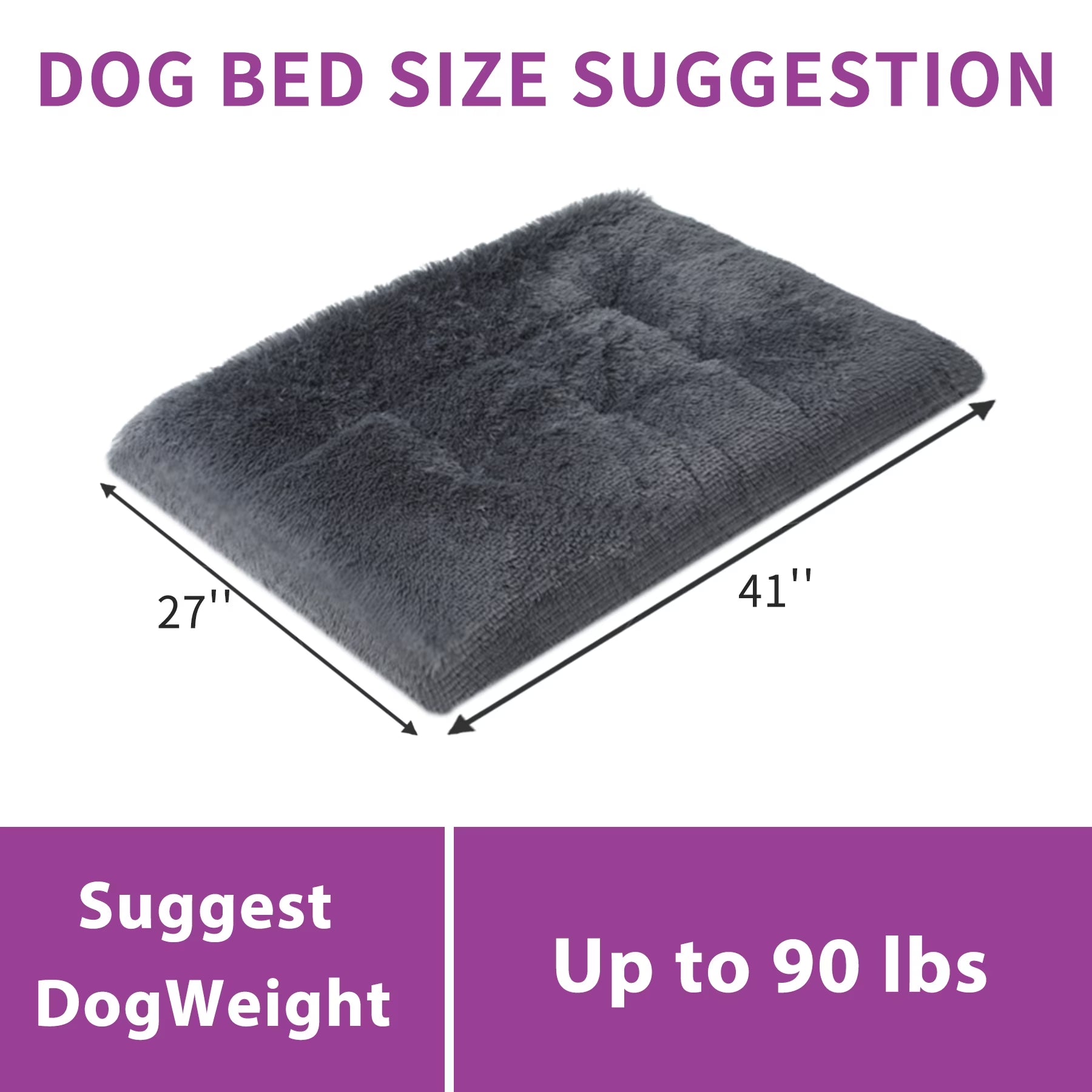 42"X28" Plush Dog Crate Beds for Large Dogs，Washable Pet Kennel Pillow Soft Dog Pad